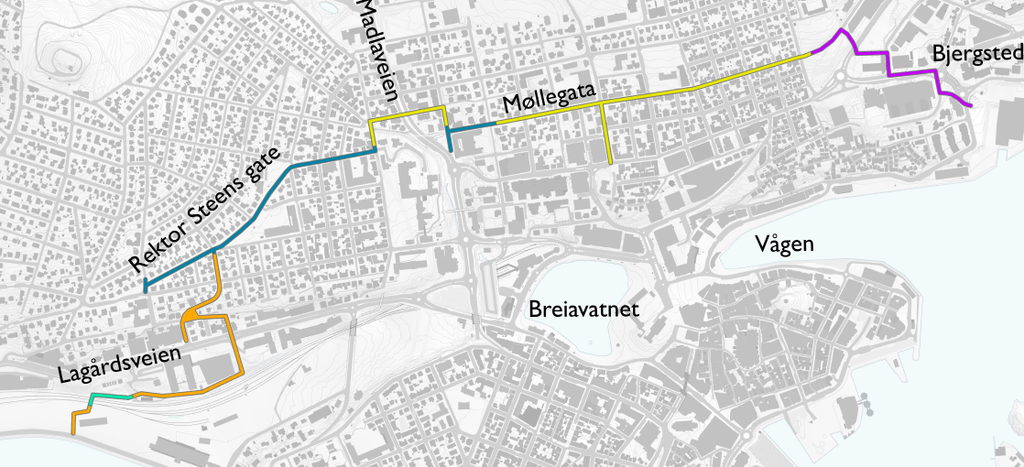 Kart utbygging delstrekk Stavanger